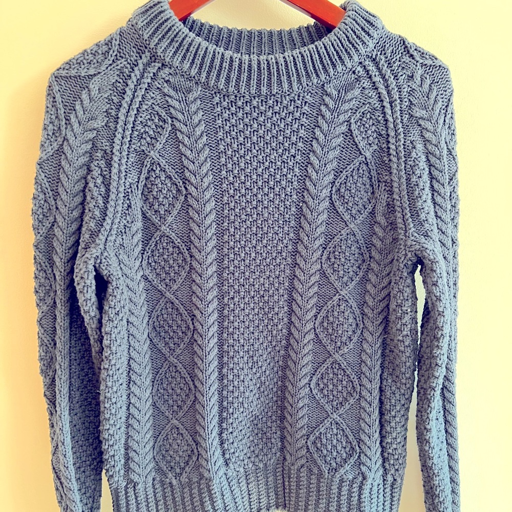 L.L. Bean Signature Cropped Fisherman Sweater small